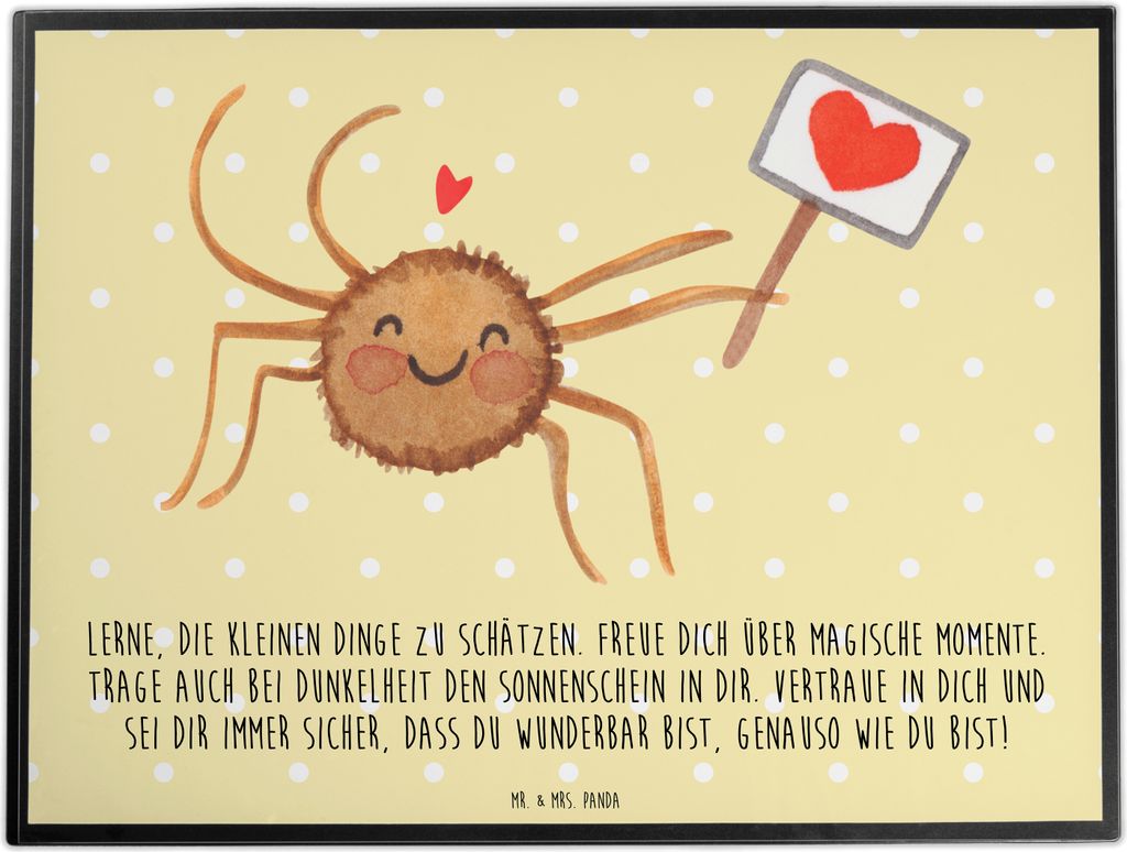 Mr. & Mrs. Panda Schreibunterlage Spinne Agathe Motivation - Gelb Pastell - Geschenk, Unterlage Schreibtisch, Liebe, schreibtischunterlage, schreib...