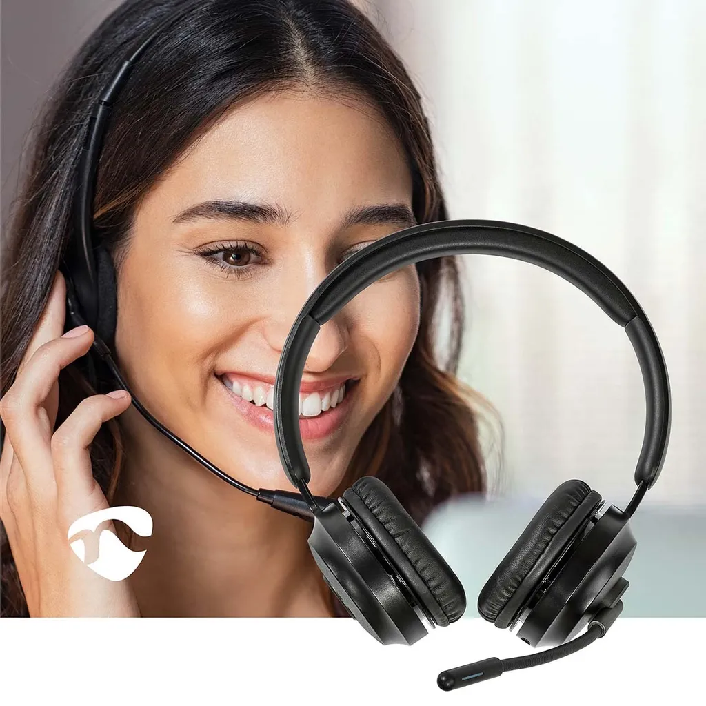 Cuffie Bluetooth Pieghevoli Nero - Auricolare Stereo PC con Microfono - 13