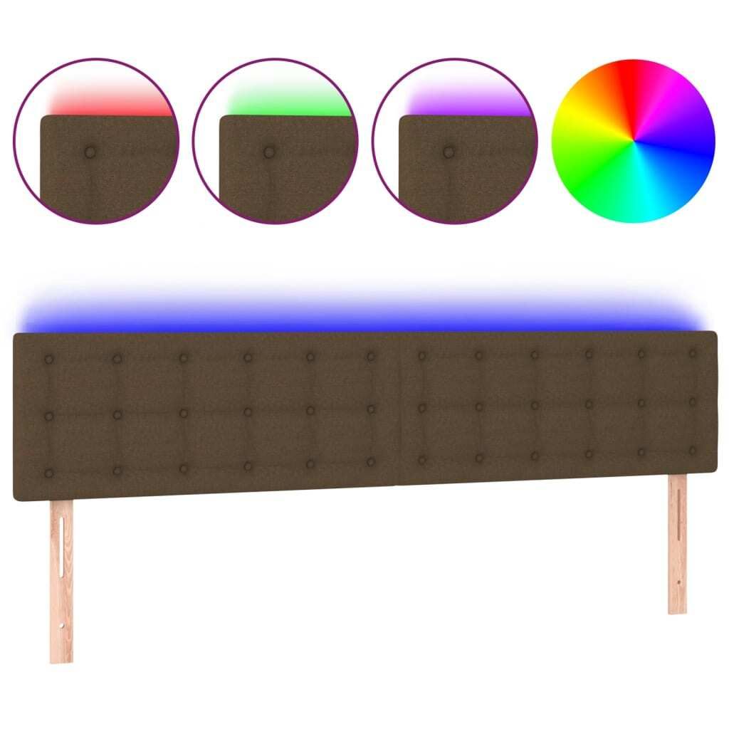 LED Kopfteil Dunkelbraun 180x5x78/88 cm Stoff Produktbild 