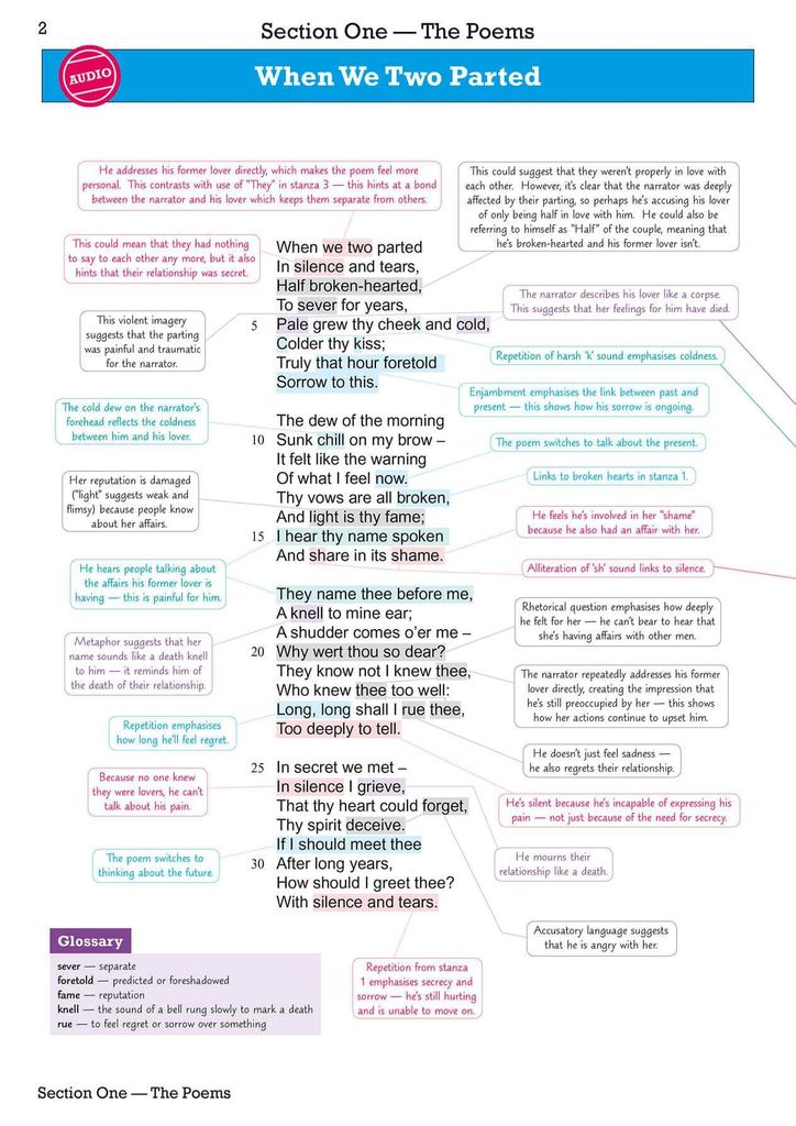 GCSE English AQA Poetry Guide - Love & Relationships Anthology inc. Online Edn, Audio & Quizzes (CGP AQA GCSE Poetry)