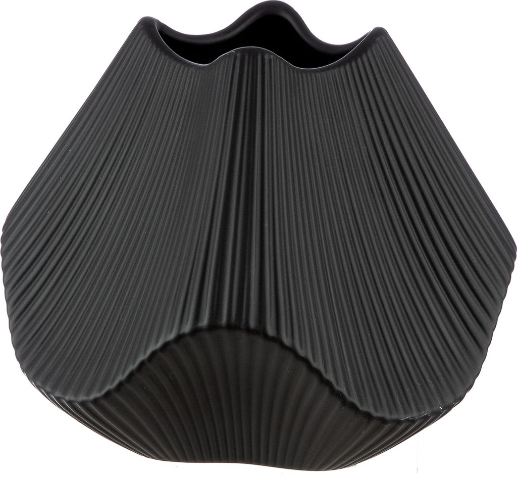 Gilde Vase, "Lamellen", Keramik, schwarz, VE 1, L. 22 cm, Image du produit 