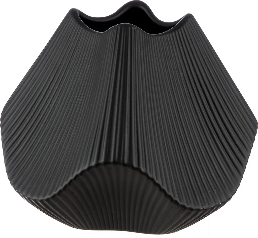 Vase Design Noir Gilde Lamellen - Solution Déco Élégante Céramique 22cm