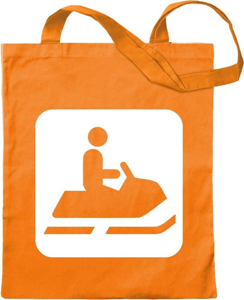Kiwistar - Baumwolltasche - mandarin - Schneemobil Raupen Piktogramme - Tragetasche Stoffbeutel Umhängetasche Langer Henkel