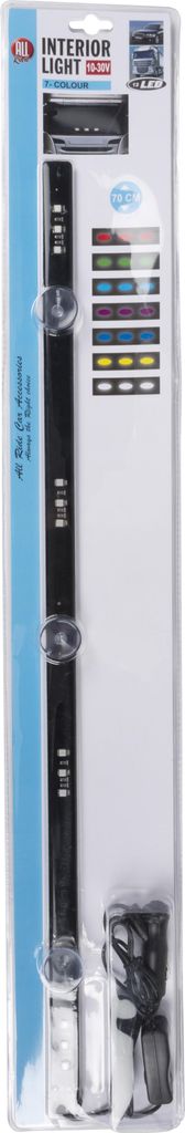 All Ride Auto-Innenbeleuchtung 12V/24V LED-Streifen für PKW und LKW - Stimmungsbeleuchtung in 7 Farben - Autozubehör - 70cm