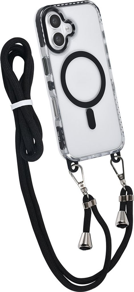 TUNIQ iPhone 16 Back cover case - neck cord -TPU+PC - Black