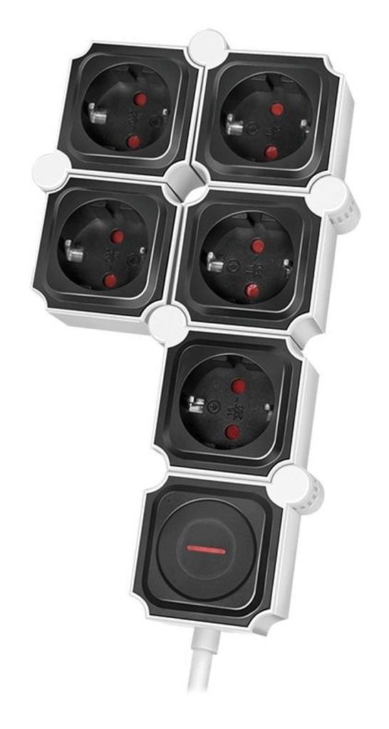 LogiLink Flexible Steckdosenleiste 5-fach schwarz/weiß
