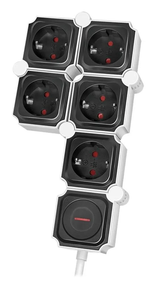 Bloc Multiprise Articulé 5 Prises LogiLink - Multiprise Design Flexible