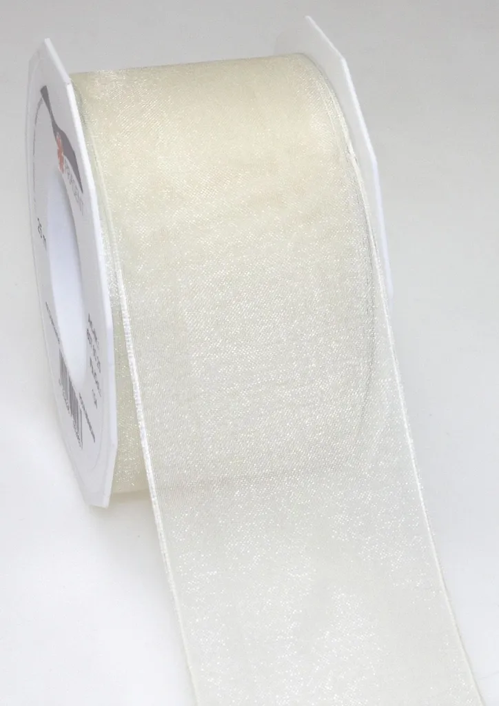 Bobina Nastro Organza 60mm 25 Metri Creme - Offerta Per Artigianato