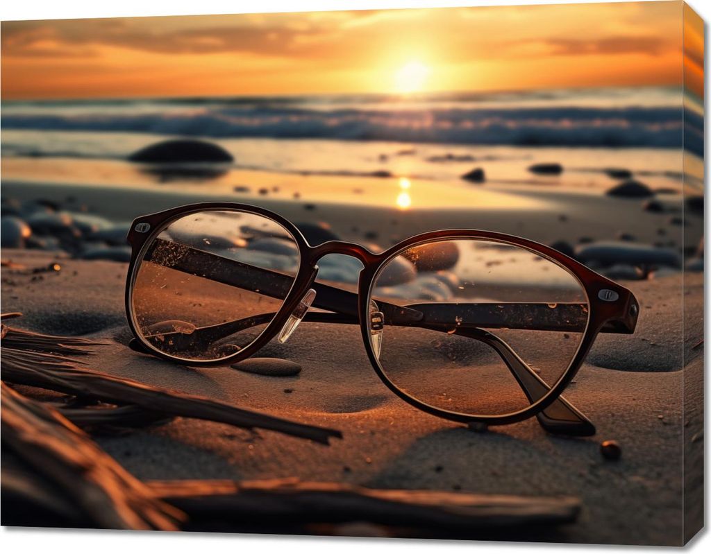 Bild 90x70cm Sonnenuntergang durch Glas