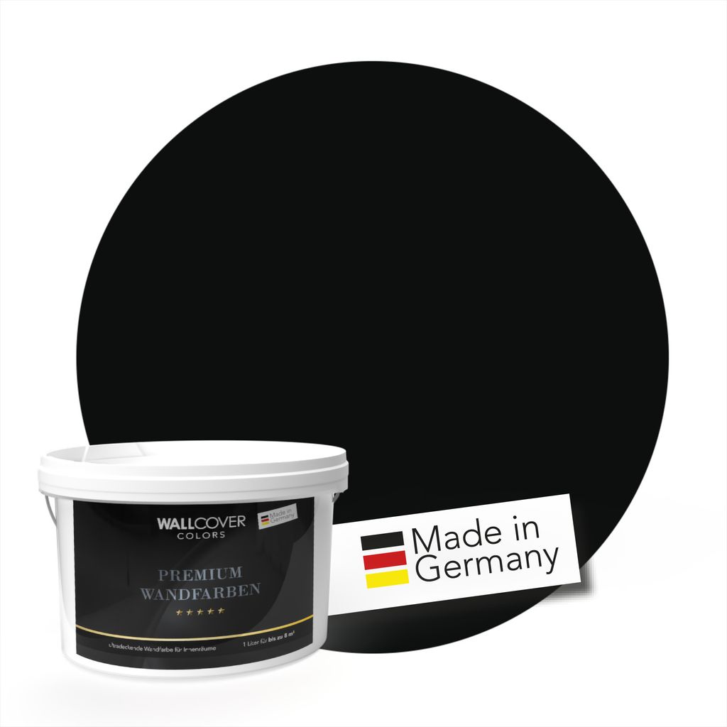 WALLCOVER Wandfarbe Schwarz Matt Black Night Hochdeckend 2,5L für 20 m²