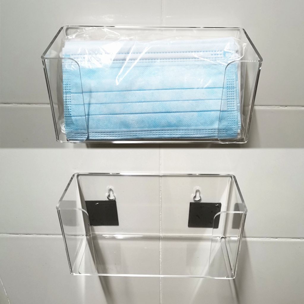 Gesichtsabdeckungshandschuhe Spender Wandmontage Acryltransparent Container Speicherbox