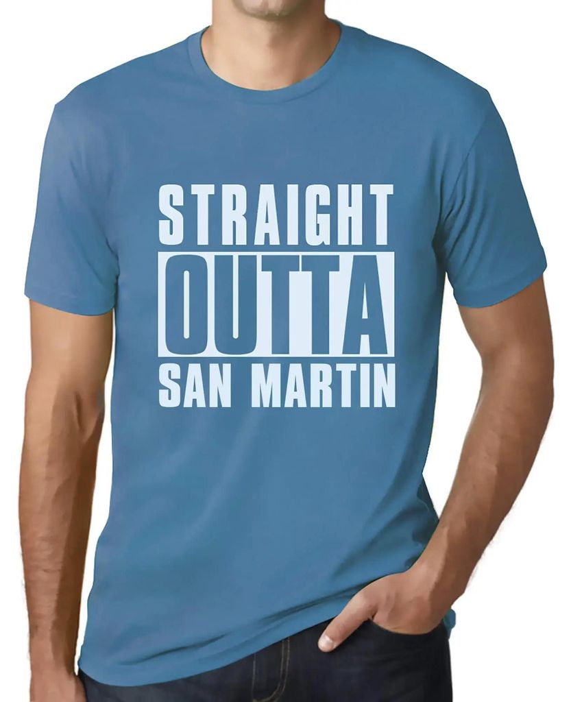 Herren Grafik T-Shirt Straight Outta San Martin Öko-Verantwortlich Vintage Jahrgang Kurzarm Lustige Druck Geburtstag Geschenk Mann