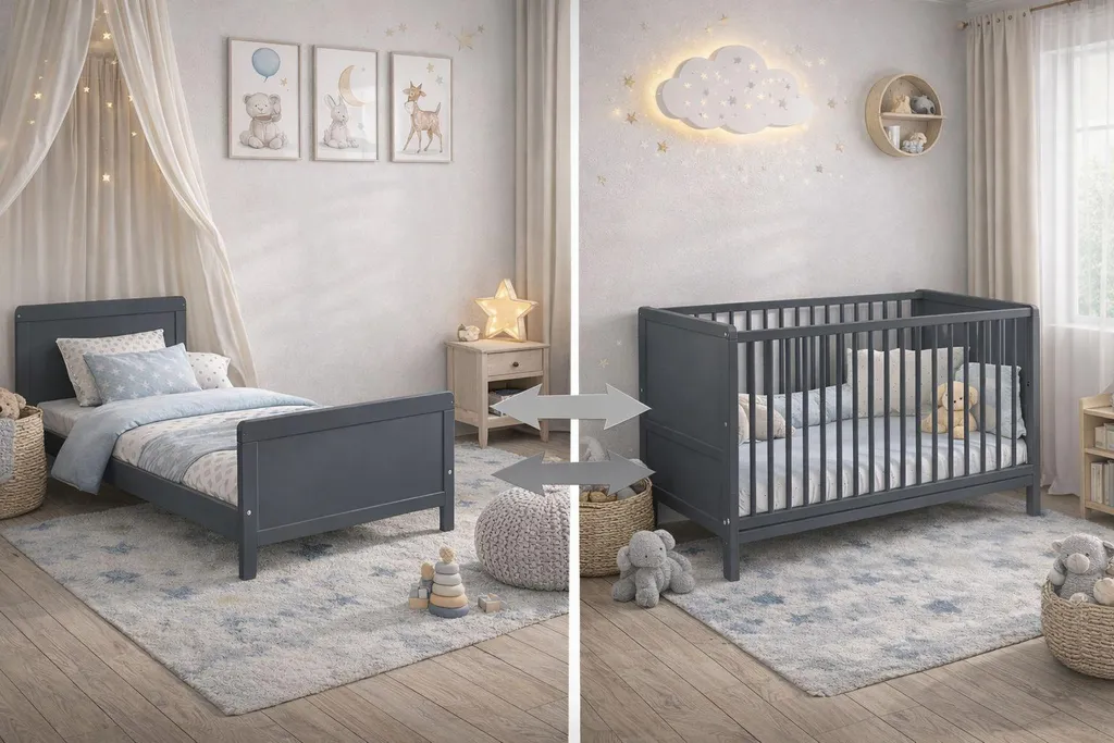 Lit bébé évolutif Nelly 120x60 cm Baby Happy Bliss en bois massif gris