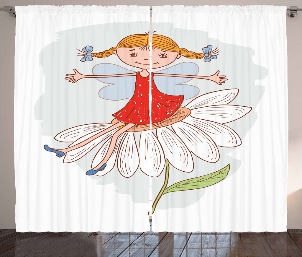 ABAKUHAUS Retro Rustikaler Vorhang, Ginger behaartes Mädchen, Wohnzimmer Universalband Gardinen mit Schlaufen und Haken, 280 x 245 cm, Mehrfarbig