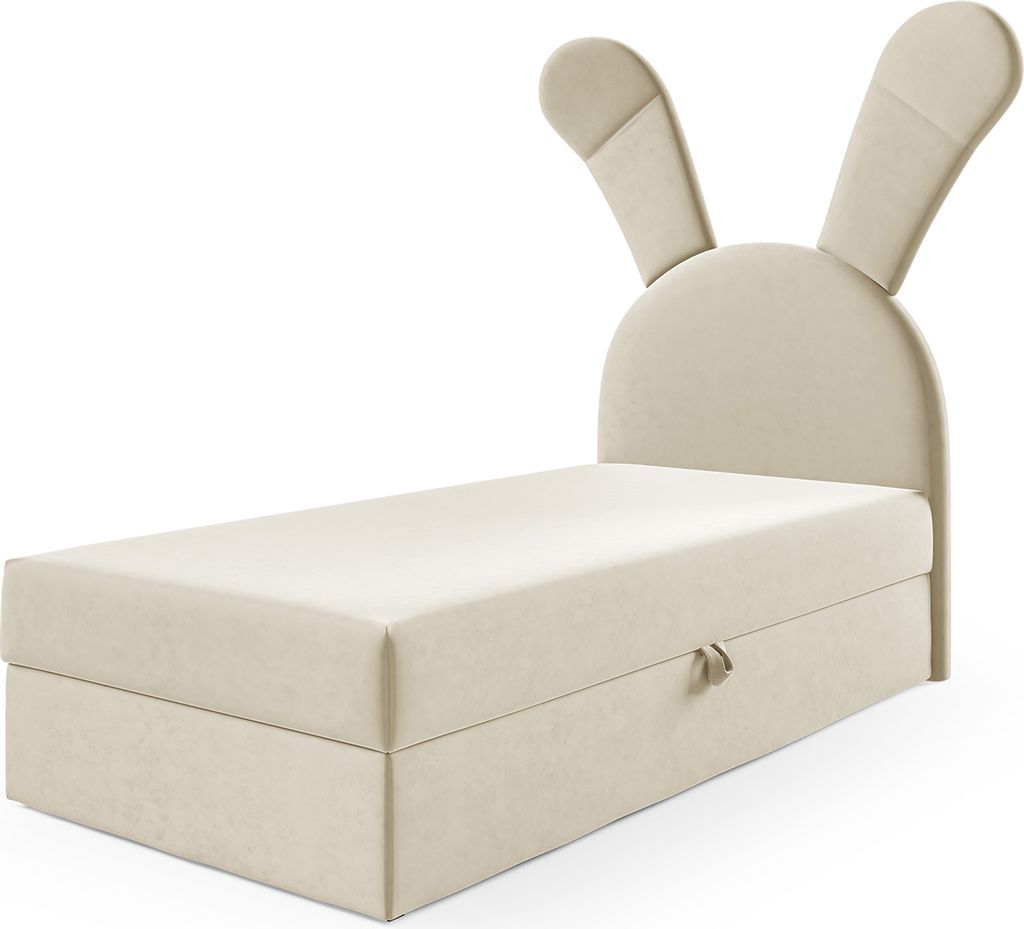 MEBLINI Kinderbett mit Bettkasten - Gepolstert Einzelbett mit Matratze - Polsterbett mit Stauraum - Bett mit Kopfteil - Stauraumbett - KANINCHEN - ...