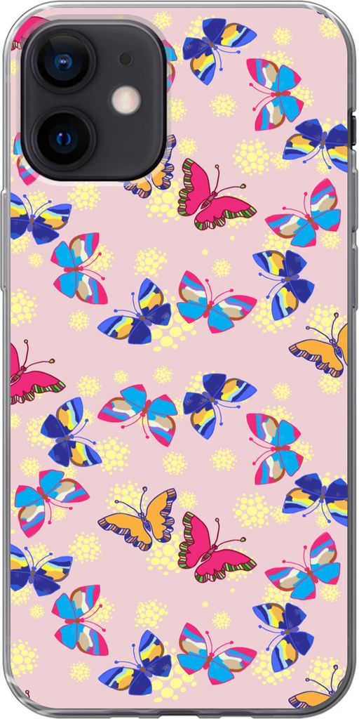 MuchoWow Handyhülle Schutzhülle Hülle für Telefoonhoesje iPhone 12 Mädchen - Schmetterling - Insekten - Muster - Mädchen - Kinder - Kinder ...