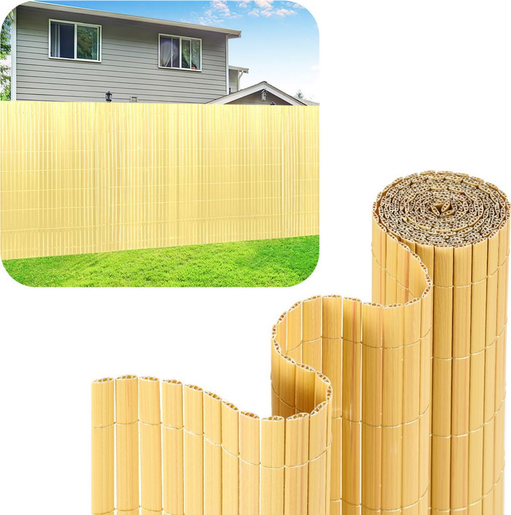 Clanmacy PVC Sichtschutzmatte Sichtschutzzaun Sichtschutz für Zaun Balkon Bambus 0,8 x 3m