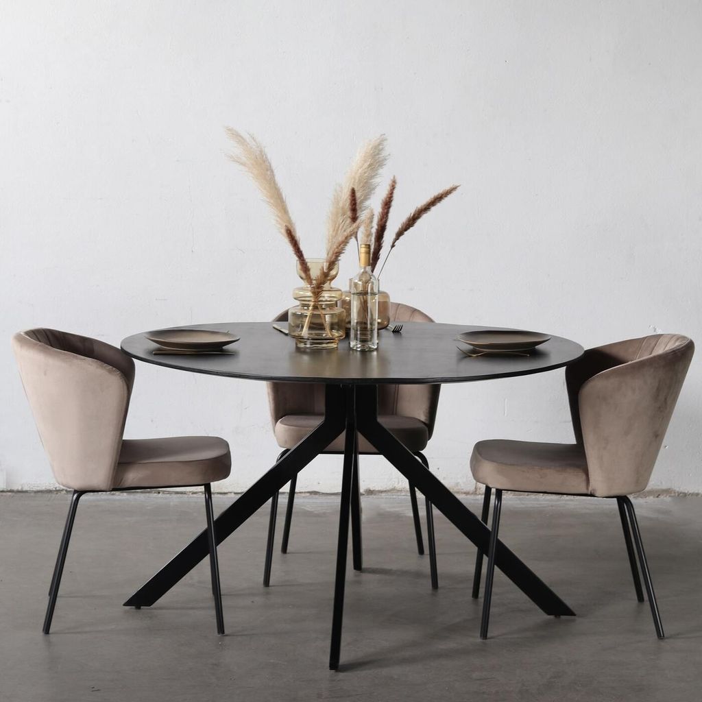 Esstisch Rund - Schwarz - Mangoholz - Ø130cm - Tisch Batti - Giga Meubel