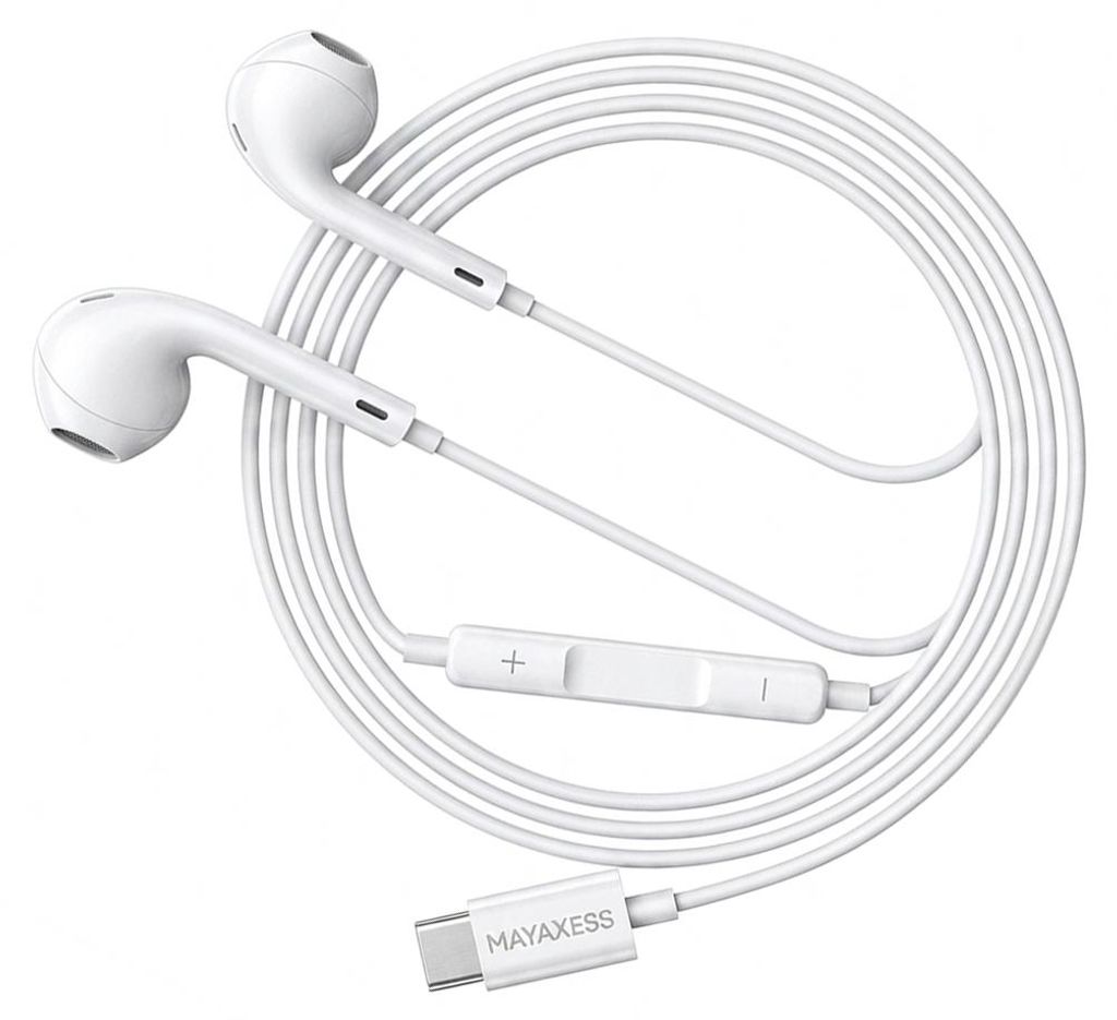 Mayaxess, USB-C Kopfhörer mit Mikrofon für iPhone 15, Weiß