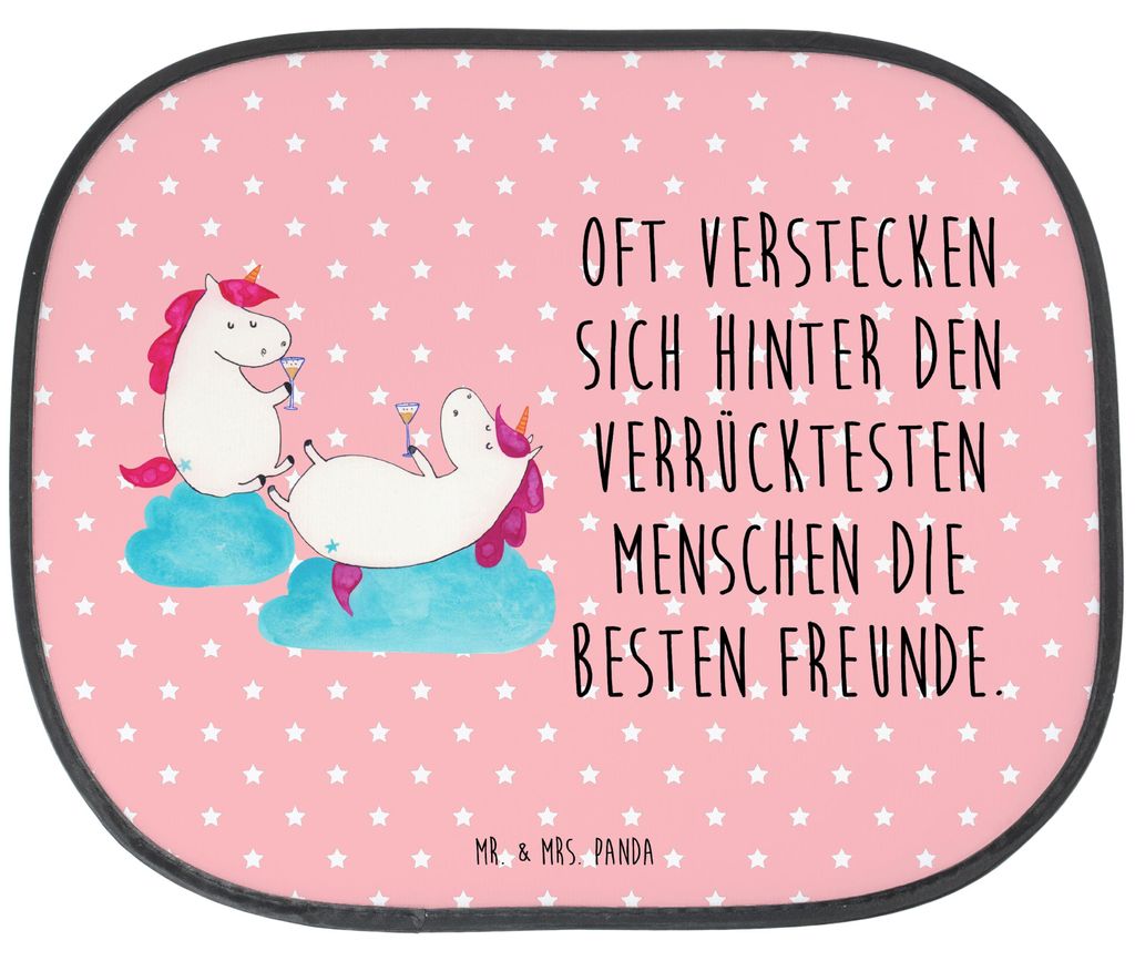Mr. & Mrs. Panda Sonnenblende Auto Einhorn Sekt - Rot Pastell - Geschenk, Sonnenschutz Seitenscheibe, Unicorn, Autoscheiben, BFF, pkw, Korken, Einh...