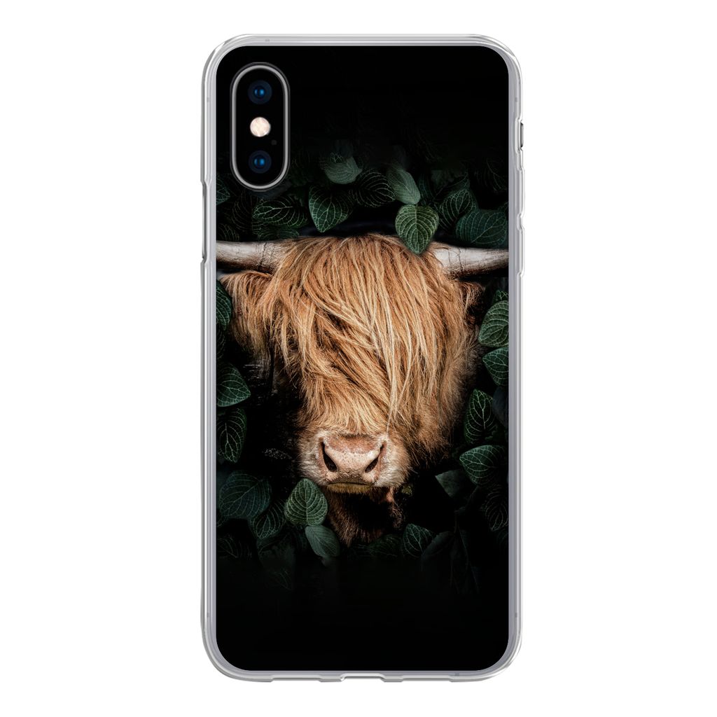 MuchoWow Handyhülle Schutzhülle Hülle für iPhone X Schottische Highlander - Tier - Flora Silikon Softcase Handy Hülle - Handyhülle