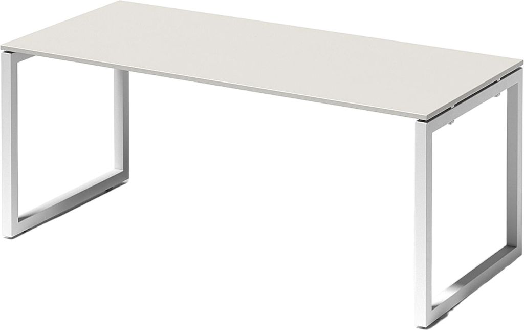 Bisley Cito Schreibtisch O-Gestell fixiert - Größe: 180 x 80 cm, Gestell: Verkehrsweiß, Nachbildung: Grauweiß