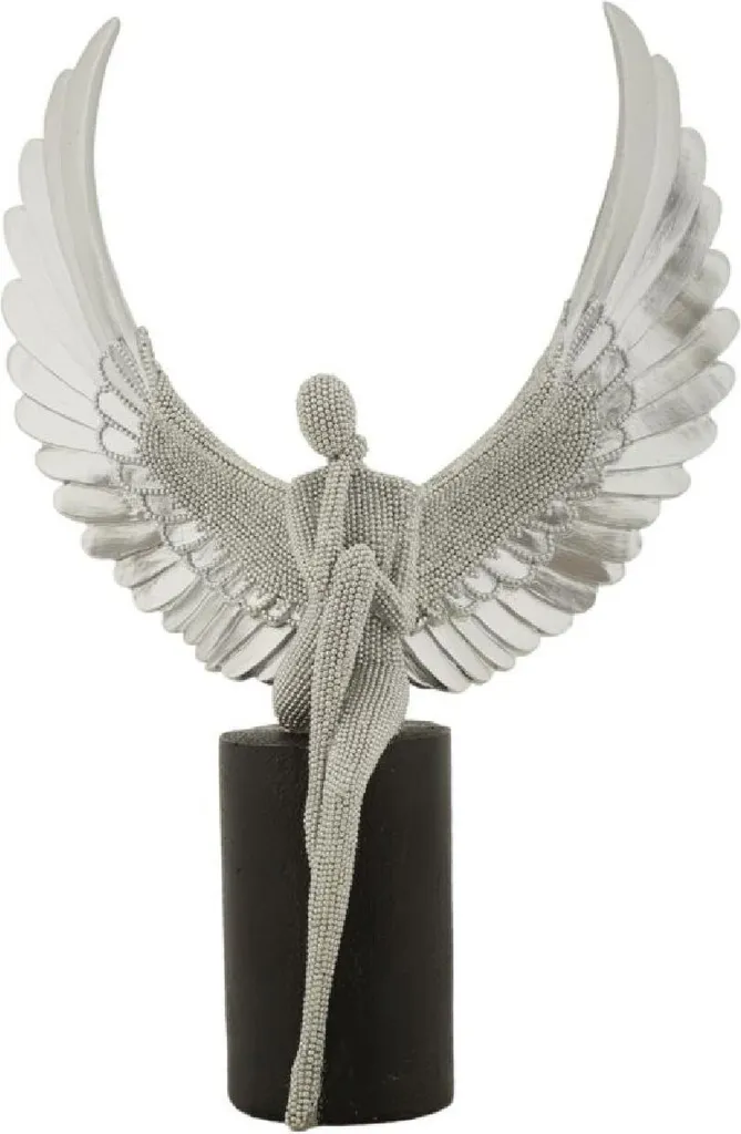 Décoration de Table Ange Argenté et Noir Sparky pour Intérieur Chic