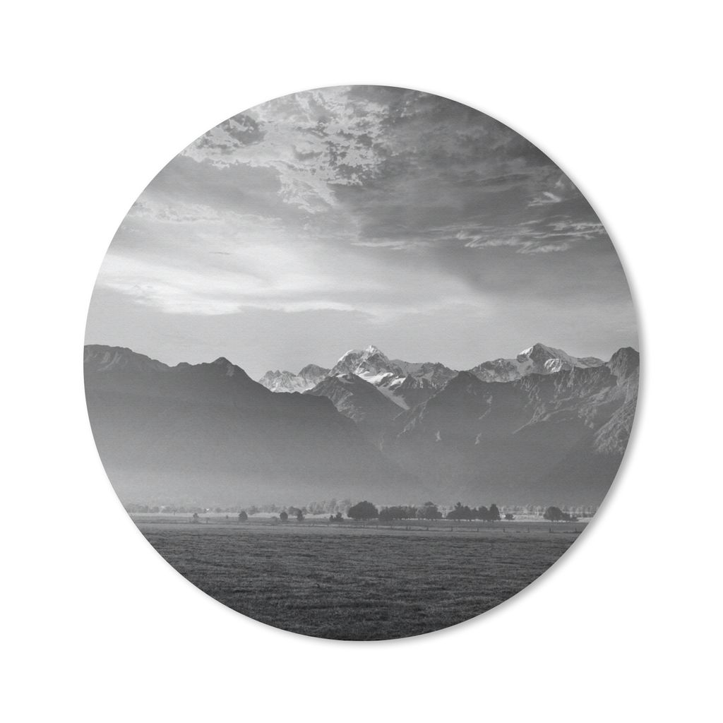 MuchoWow Mauspad Mousepad Neuseeland - Feld - Schwarz - Weiß 40x40 cm - Mousepads - Maus Mat - Pad - Mausunterlage - Schreibtisch Accessoires