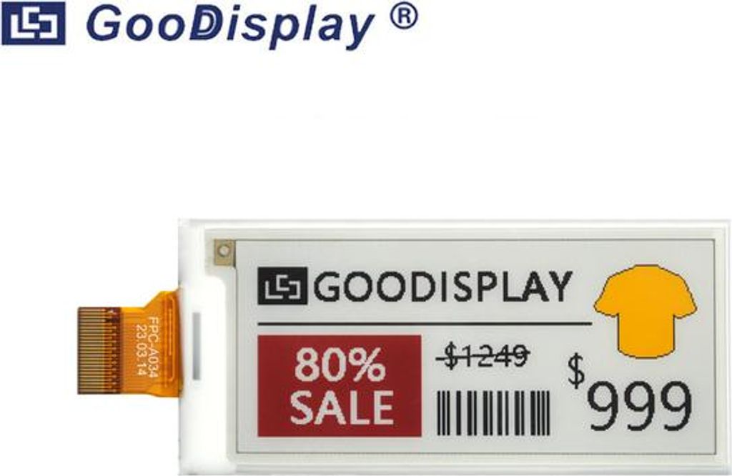GoodDisplay 2,9-Zoll 4-Farben E-Ink Display, schnelle Aktualisierung in 11 Sekunden, SPI, JD79661-GDEY029F52
