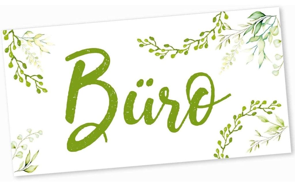 Büro Türschild grün weiß aus Alu Dibond - Büroschild 20 x 10 cm