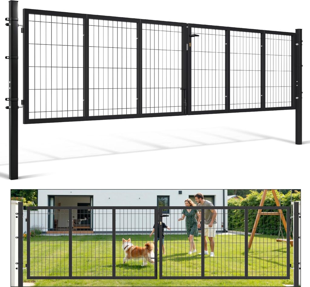 Faziango Doppelflügel Gartentor  Anthrazit, 350x 100 cm Produktbild 