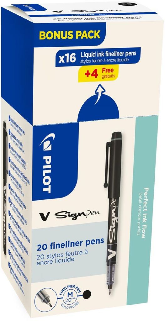 PILOT Faserschreiber V Sign Pen VALUE PACK schwarz 20 Stifte