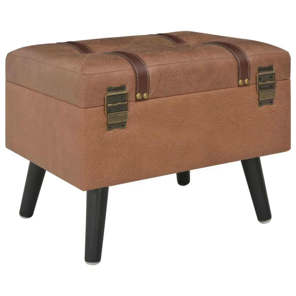 vidaXL Tabouret de Rangement 40 cm en Similicuir Brun Élégant