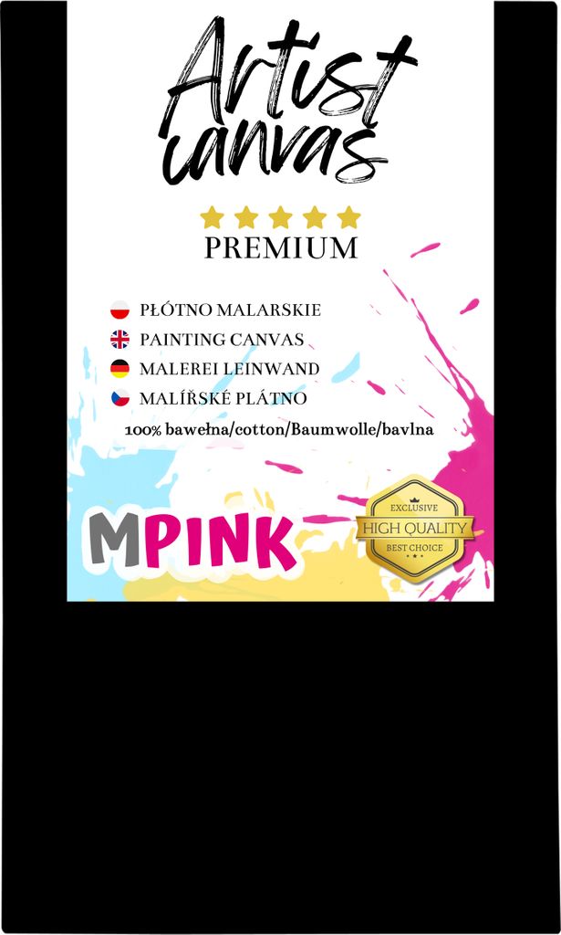 Leinwand auf Keilrahmen 100% Baumwolle grundiert 330 g/m² Schwarz 50X80 cm