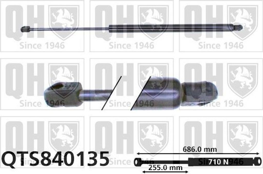 QUINTON HAZELL QTS840135 Gasfeder Heckklappendämpfer für VW Transporter IV Bus (70B, 70C, 7DB, 7DK, 70J, 70K, 7DC, 7DJ) 686mm