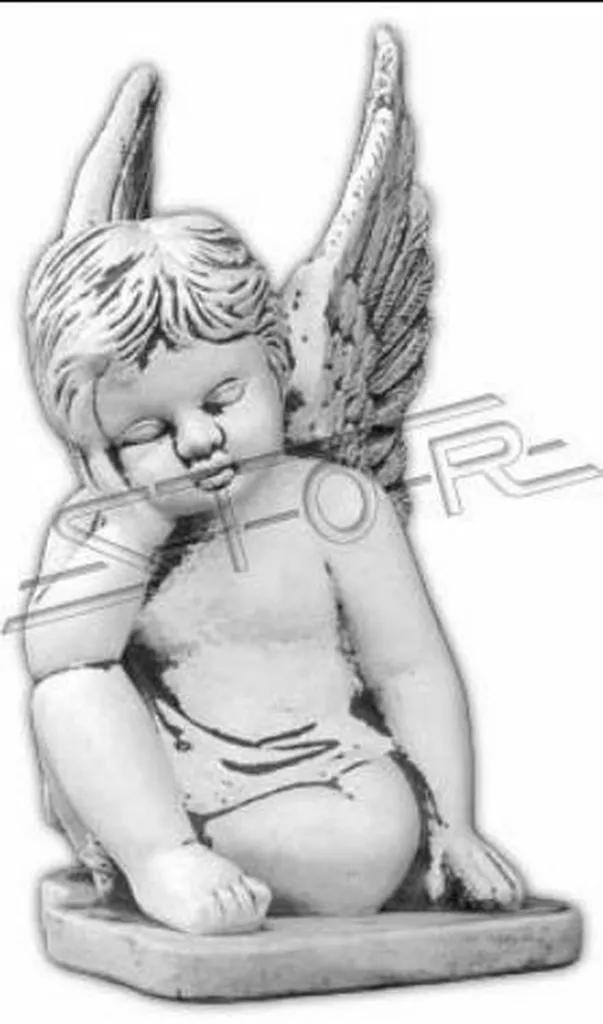 Statue Ange Funéraire 31cm Ornement Tombe en Pierre Modèle 435