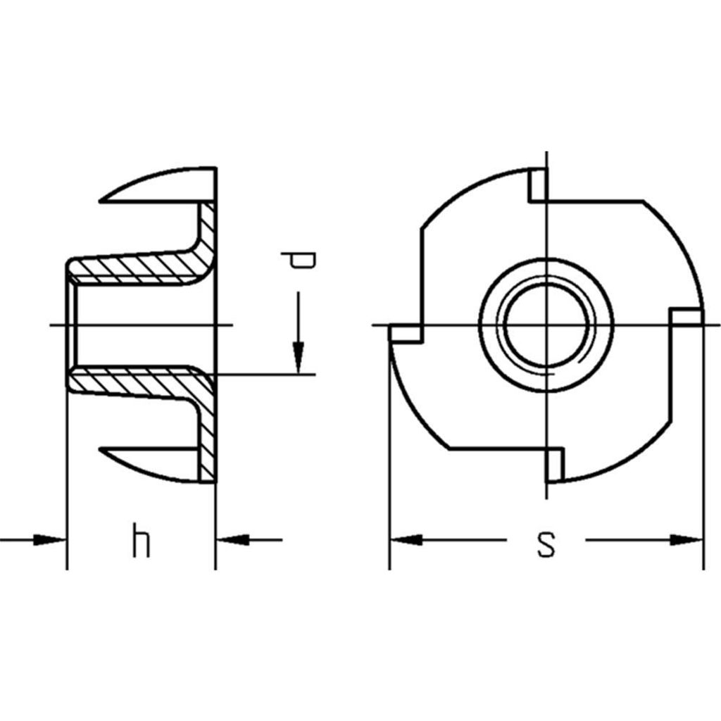 Einschlagmuttern zn M 8 x 17 x 22