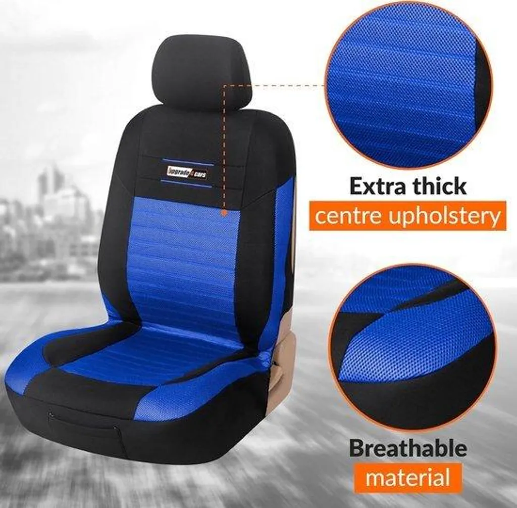 Housses de siège de voiture noires universelles - Lot complet de 9 pièces