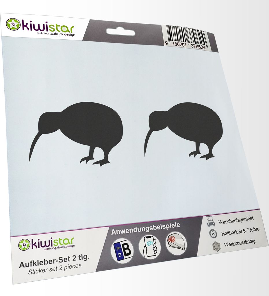Kiwistar - 2x Kennzeichenaufkleber - dunkelgrau - 21 mm Kiwi - Neuseeland - Autoaufkleber - Aufkleber für Auto, Laptop, Fahrrad, LKW, Motorrad Meh...