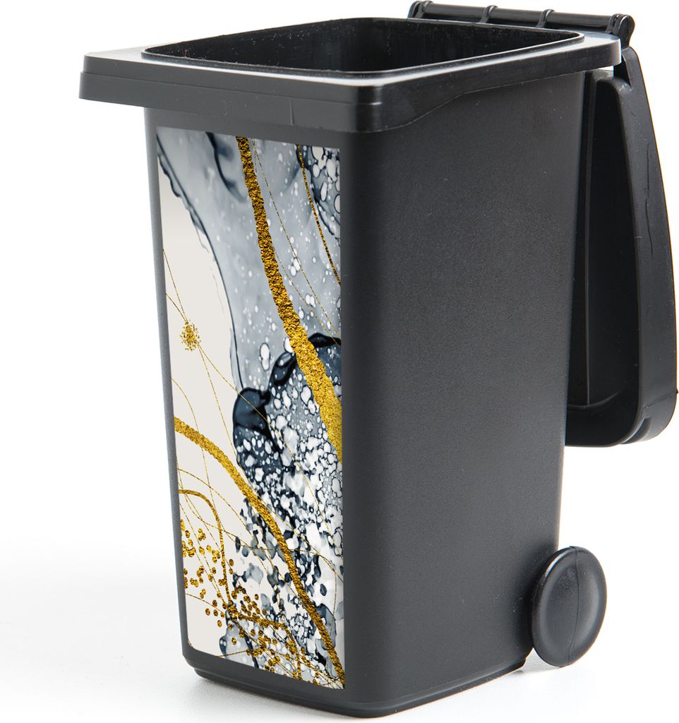 MuchoWow Mülltonnenaufkleber Abstrakt - Gold - Natur - Kunst 44x98 cm - Containeraufkleber - Aufkleber - Mülltonnen-Aufkleber