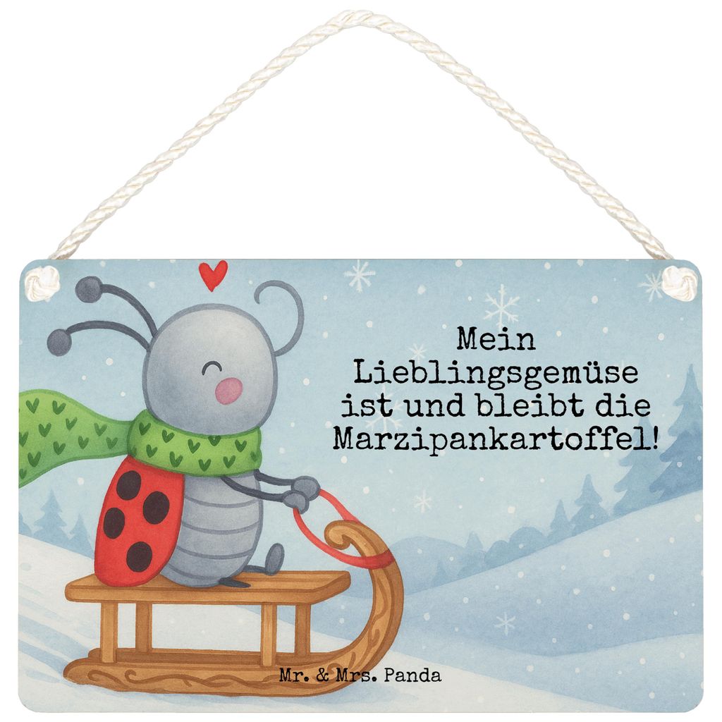 Mr. & Mrs. Panda Schild Smörle Rodeln Design DIN A6 - Weiß - Geschenk, wandhänger, sprüche, Türschild, Holzschild, holzbild, Weihnachten, Marz...