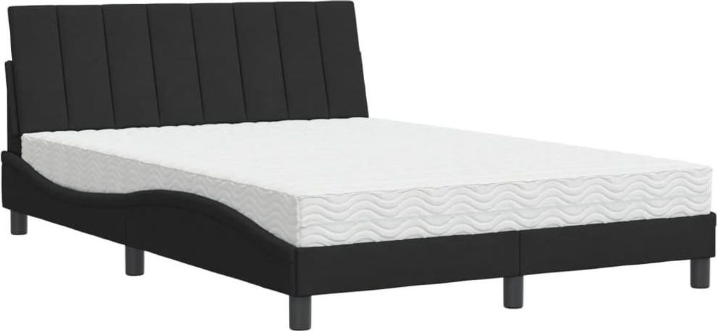 vidaXL Bett mit Matratze "Hanko" Schwarz 120x200 cm Samt