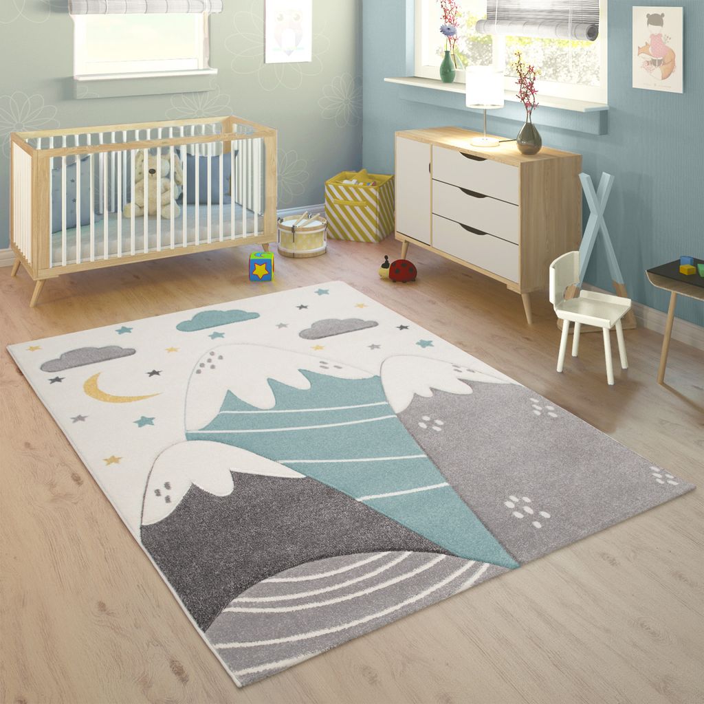 Paco Home Teppich Kinderzimmer Grau 3-D Motiv Alpaka Design Pastellfarben Weich Robust Grösse:160x230 cm