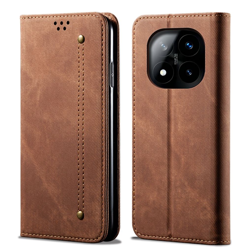 Hülle für Xiaomi Redmi Note 14 Pro 5G Leder Brieftasche Flip Bookstyle Schutzhülle mit Standfunktion Braun