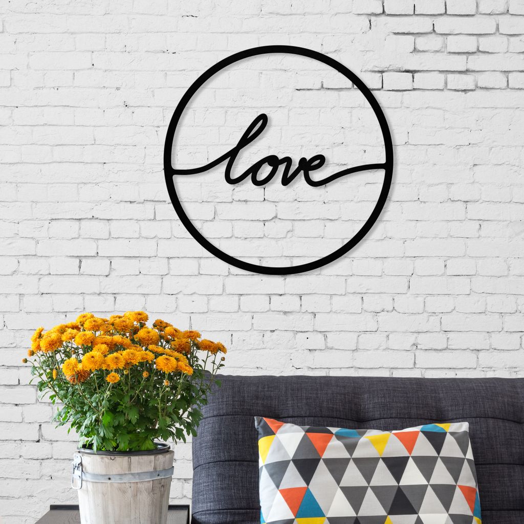DECORTIE METALL WANDDEKORATION Nr.17 LOVE 45 x 1.5 x 45 cm