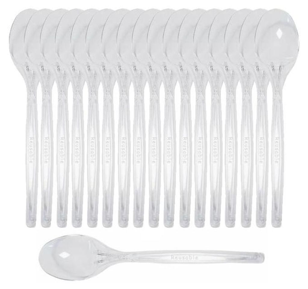 Dessertlöffel klein, wiederverwendbar, transparent, Besteck, 50 Stück