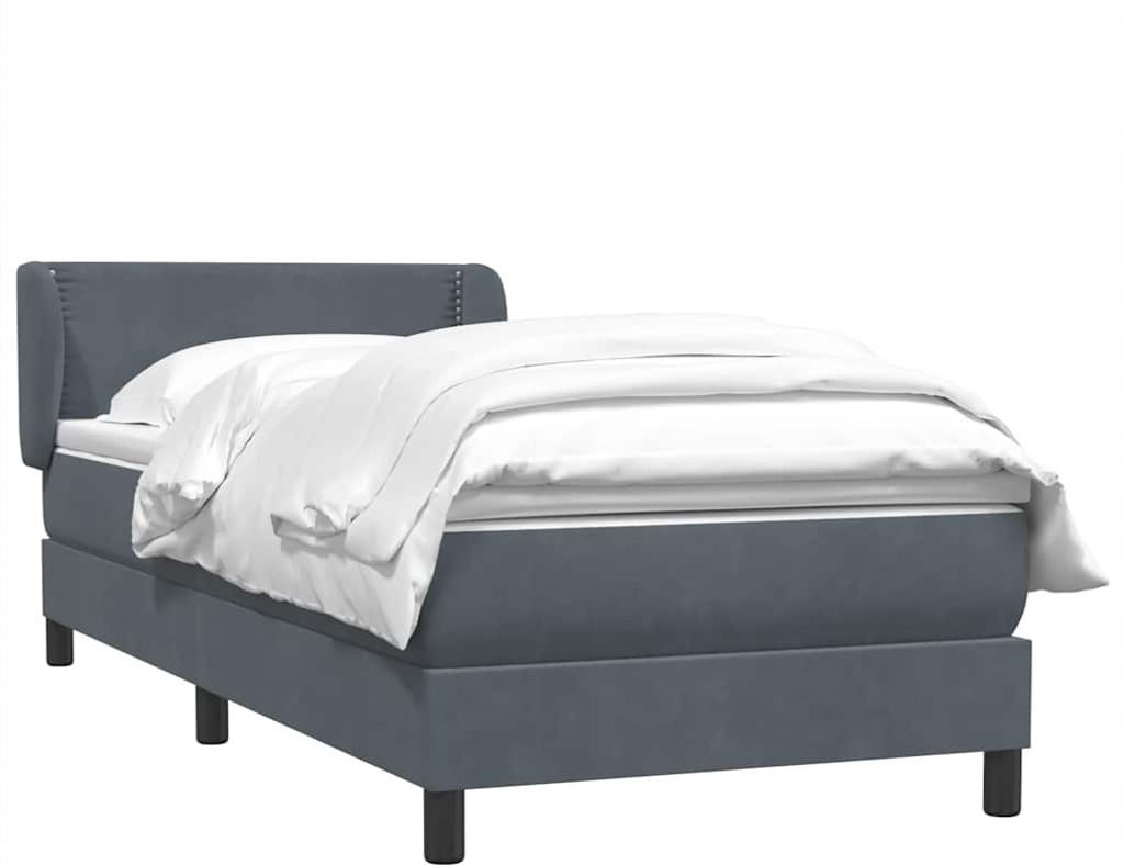 Boxspringbett mit Matratze Dunkelgrau 90x220 cm Samt