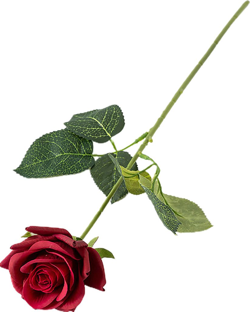 künstliche Blume mit grünen Blättern realistisch aussehende Mehrfachschichten Blütenblätter Real Touch Rose Zweig Simulation Blumendekoration ...