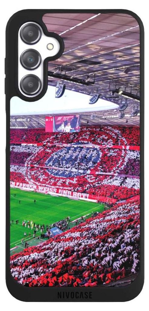 NIVOCASE Handyhülle für Samsung Galaxy A14 5G Hülle NIVOpure Case Schwarz FC Bayern München FCB Stadion