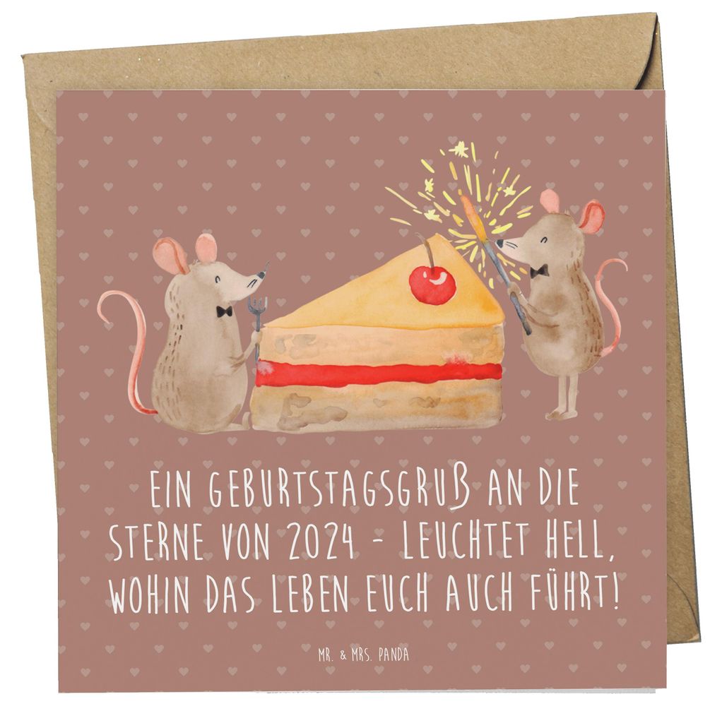 Mr. & Mrs. Panda Deluxe Karte 2024 Geburtstag Sterne - Braun Pastell - Geschenk, Glückwunschkarte, Geburtstagsgeschenk, Alter, Hoffnung, besondere...
